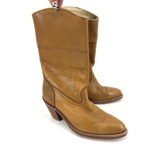 Frye Campus Tan Leather Mid Calf Western Boots Made in USA 6B 77315